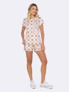 PIJAMA FEMININO MANGA CURTA E SHORT XADREZ ROSADO - VEGGI