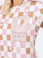 PIJAMA FEMININO MANGA CURTA E SHORT XADREZ ROSADO - VEGGI