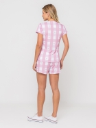 PIJAMA FEMININO MANGA CURTA E SHORT CANELADO XADREZ ROSA CORA&Ccedil;&Otilde;ES - VEGGI