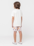 PIJAMA MASCULINO JUVENIL MANGA CURTA E BERMUDA MARFIM GATOS - VEGGI