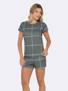 PIJAMA FEMININO MANGA CURTA E SHORT CANELADO XADREZ VERDE - VEGGI
