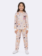 PIJAMA FEMININO INFANTIL MANGA LONGA E CAL&Ccedil;A BEGE GATOS - VEGGI