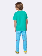 PIJAMA MASCULINO JUVENIL MANGA CURTA COM CALÇA AZUL E VERDE DINO - VEGGI