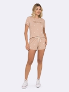 PIJAMA FEMININO MANGA CURTA E SHORT MARROM ESTRELAS - VEGGI