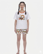 PIJAMA FEMININO MANGA CURTA E SHORT BEGE GUARDA-SOL - SONHART