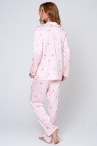 PIJAMA FEMININO MANGA LONGA COM BOT&Otilde;ES E CAL&Ccedil;A ROSA CORA&Ccedil;&Otilde;ES - ACUO