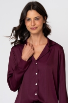 PIJAMA FEMININO MANGA LONGA COM BOT&Otilde;ES E CAL&Ccedil;A VINHO - ACUO