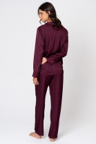 PIJAMA FEMININO MANGA LONGA COM BOT&Otilde;ES E CAL&Ccedil;A VINHO - ACUO