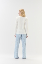PIJAMA FEMININO MANGA LONGA E CAL&Ccedil;A AZUL XADREZ FAM&Iacute;LIA - COR COM AMOR