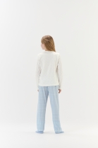 PIJAMA FEMININO INFANTIL MANGA LONGA E CAL&Ccedil;A AZUL XADREZ FAM&Iacute;LIA - COR COM AMOR