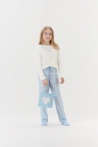 PIJAMA FEMININO JUVENIL MANGA LONGA E CAL&Ccedil;A XADREZ AZUL FAM&Iacute;LIA - COR COM AMOR