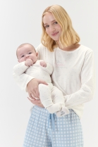 PIJAMA BABY UNISSEX BODY LONGO E CAL&Ccedil;A BRANCO PO&Aacute; AZUL FAM&Iacute;LIA - COR COM AMOR