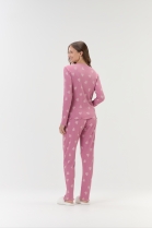 PIJAMA FEMININO MANGA LONGA E CAL&Ccedil;A CANELADO ROSA CORA&Ccedil;&Otilde;ES - COR COM AMOR