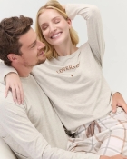 PIJAMA FEMININO MANGA LONGA E CAL&Ccedil;A MARROM XADREZ FAM&Iacute;LIA - COR COM AMOR