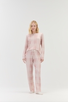 PIJAMA FEMININO MANGA LONGA E CAL&Ccedil;A ROSA XDREZ - COR COM AMOR