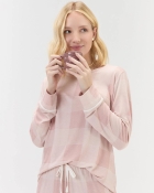 PIJAMA FEMININO MANGA LONGA E CAL&Ccedil;A ROSA XDREZ - COR COM AMOR