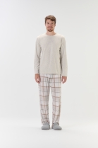 PIJAMA MASCULINO MANGA LONGA E CAL&Ccedil;A MARROM XADREZ FAM&Iacute;LIA - COR COM AMOR