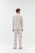 PIJAMA MASCULINO MANGA LONGA E CAL&Ccedil;A MARROM XADREZ FAM&Iacute;LIA - COR COM AMOR