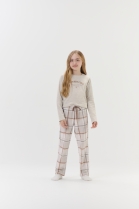 PIJAMA FEMININO INFANTIL LONGO MARROM XADREZ - COR COM AMOR