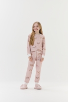 PIJAMA FEMININO JUVENIL MANGA LONGA E CAL&Ccedil;A ROSA DOG - COR COM AMOR