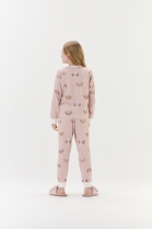 PIJAMA FEMININO JUVENIL MANGA LONGA E CAL&Ccedil;A ROSA DOG - COR COM AMOR