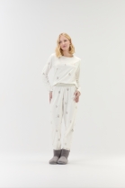 PIJAMA FEMININO MANGA LONGA E CAL&Ccedil;A BRANCO PINGUIM - COR COM AMOR