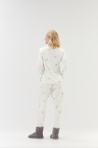 PIJAMA FEMININO MANGA LONGA E CAL&Ccedil;A BRANCO PINGUIM - COR COM AMOR
