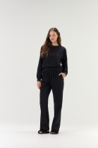 PIJAMA FEMININO MOLETINHO MANGA LONGA E CAL&Ccedil;A PRETO - COR COM AMOR