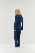 PIJAMA FEMININO MANGA LONGA E CAL&Ccedil;A AZUL MARINHO CORA&Ccedil;&Otilde;ES - COR COM AMOR