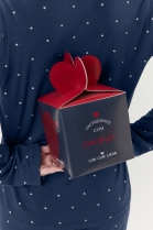 PIJAMA FEMININO LONGO COM BOT&Otilde;ES AZUL MARINHO PO&Aacute; - COR COM AMOR