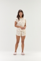 PIJAMA FEMININO MANGA CURTA E SHORT CHALEIRA XADREZ - COR COM AMOR