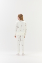 PIJAMA FEMININO JUVENIL MANGA LONGA E CAL&Ccedil;A BRANCO PINGUIM - COR COM AMOR