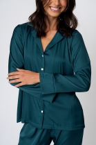 PIJAMA FEMININO LONGO COM BOT&Otilde;ES CETIM VERDE - ACUO