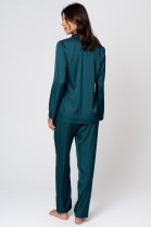 PIJAMA FEMININO LONGO COM BOT&Otilde;ES CETIM VERDE - ACUO