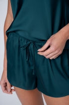 PIJAMA FEMININO DE AL&Ccedil;A E SHORT CETIM VERDE - ACUO