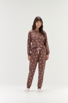 PIJAMA FEMININO MANGA LONGA E CAL&Ccedil;A MARROM LA&Ccedil;OS - COR COM AMOR