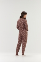 PIJAMA FEMININO MANGA LONGA E CAL&Ccedil;A MARROM LA&Ccedil;OS - COR COM AMOR