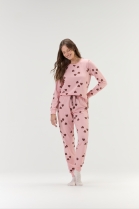 PIJAMA FEMININO MANGA LONGA E CAL&Ccedil;A ROSA CORA&Ccedil;&Otilde;ES - COR COM AMOR