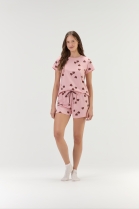 PIJAMA FEMININO MANGA CURTA E SHORT ROSA CORA&Ccedil;&Otilde;ES - COR COM AMOR