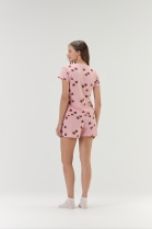 PIJAMA FEMININO MANGA CURTA E SHORT ROSA CORA&Ccedil;&Otilde;ES - COR COM AMOR