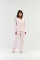 PIJAMA FEMININO LONGO COM BOT&Otilde;ES ROSA LA&Ccedil;OS - COR COM AMOR