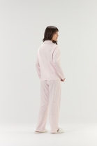 PIJAMA FEMININO LONGO COM BOT&Otilde;ES ROSA LA&Ccedil;OS - COR COM AMOR