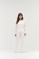 PIJAMA FEMININO MOLETINHO MANGA LONGA E CALÇA BRANCO POÁ - COR COM AMOR