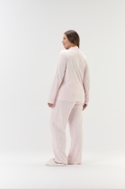 PIJAMA FEMININO LONGO COM BOTÕES ROSA LAÇOS PLUS SIZE - COR COM AMOR
