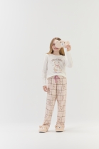 PIJAMA FEMININO INFANTIL MANGA LONGA E CAL&Ccedil;A XADREZ URSO - COR COM AMOR