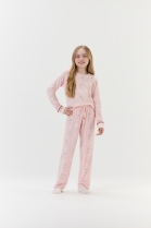PIJAMA FEMININO INFANTIL MANGA LONGA E CALÇA ROSA BAILARINA - COR COM AMOR
