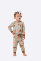 PIJAMA FEMININO BABY MANGA LONGA E CAL&Ccedil;A VERDE URSOS - BOCEJINHO