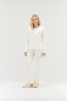 PIJAMA FEMININO MANGA LONGA E CAL&Ccedil;A BRANCO PO&Aacute; - COR COM AMOR