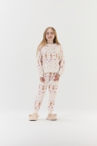 PIJAMA FEMININO INFANTIL MOLETINHO LONGO BRANCO OFF URSINHOS - COR COM AMOR