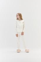 PIJAMA FEMININO INFANTIL LONGO BRANCO PO&Aacute; URSOS - COR COM AMOR